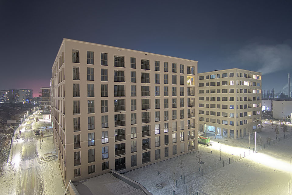 Livebild Baukamera 1 - Webcam 'Gesamtansicht von Norden' - Baustelle Neubau Wohnanlage 'Jakomini Verde', Graz (ca. 5 Minuteninterval)