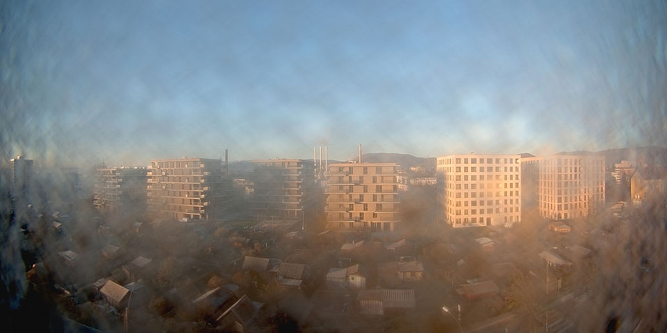 Livebild Baukamera 2 - Webcam 'Gesamtansicht von Osten' - Baustelle Neubau Wohnanlage 'Jakomini Verde', Graz (ca. 5 Minuteninterval)